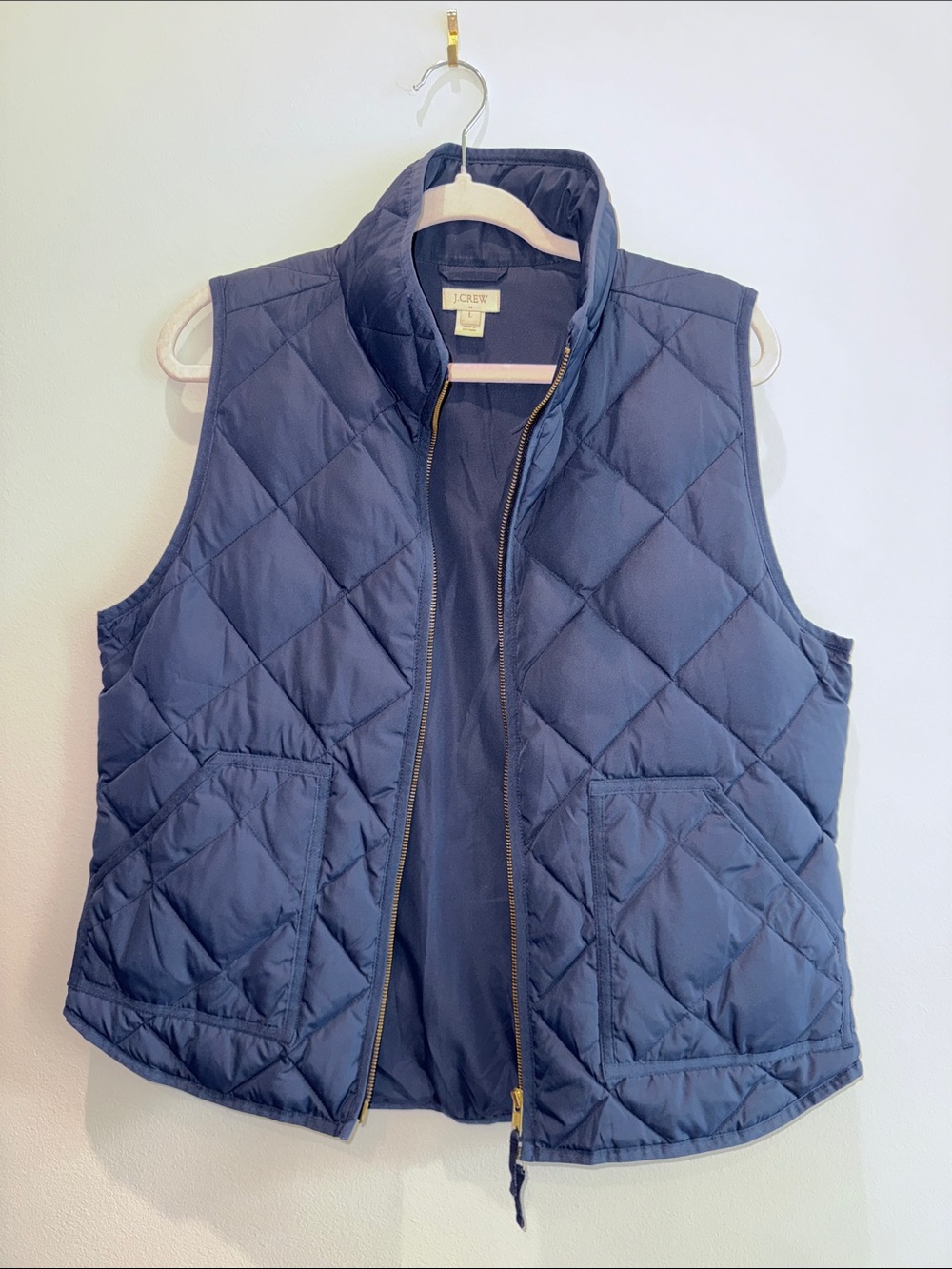 J. Crew Quilted Navy Down Filled Puffer Vest